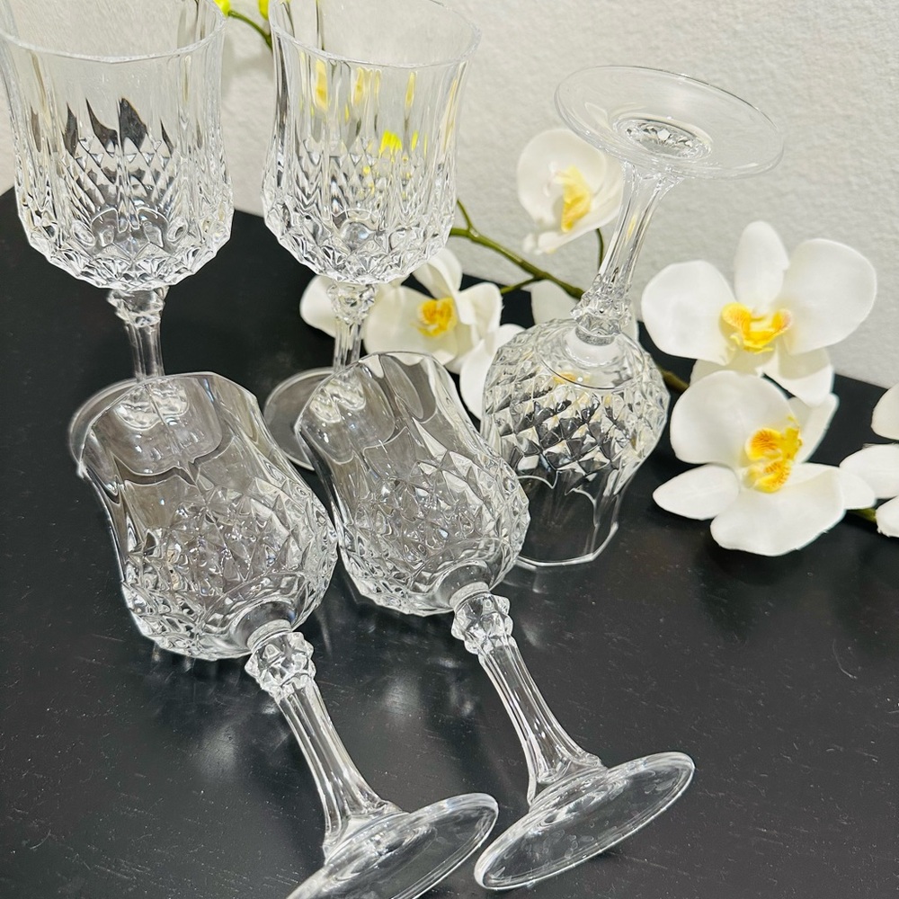 Set of 5 VINTAGE LONGCHAMP CRISTAL D’ ARQUES WINE GOBLETS